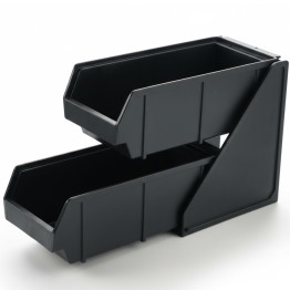 2 Tier Black Polypropylene Storage Organizer 143x430x240mm| CaterEq CEQHW346