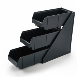 3 Tier Black Polypropylene Storage Organizer 143x510x359mm| CaterEq CEQHW348