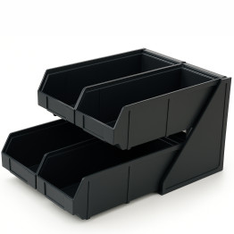 2 Tier Black Polypropylene Storage Organizer 284x430x240mm| CaterEq CEQHW350