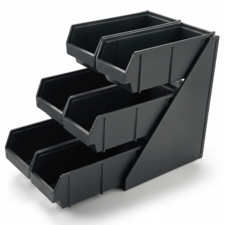 3 Tier Black Polypropylene Storage Organizer 510x290x360mm| CaterEq CEQHW352