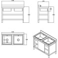 Commercial Stainless Steel Sink with Cupboard &amp; Splashback 2 Bowls 1200x600x850mm | CaterEq CEQNH1004