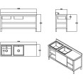Commercial Stainless Steel Sink with Cupboard &amp; Splashback 2 Bowls Left Side 1500x600x850mm | CaterEq CEQNH1008