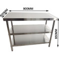 Commercial 3-Tier Stainless Steel Work Table with Undershelves 900x600x850mm | CaterEq CEQNH1102