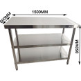 B GRADE Commercial 3-Tier Stainless Steel Work Table with Undershelves 1500x600x850mm | CaterEq QNH1106 B GRADE B GRADE Commercial 3-Tier Stainless Steel Work Table with Undershelves 1500x600x850mm | CaterEq QNH1106 B GRADE