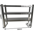 Triple Tier Overshelf with Square Tubing Stainless Steel 900x280x750mm | CaterEq CEQNH202