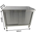 Commercial Stainless Steel Sliding Door Work Table Cabinet 800x500x850mm | CaterEq CEQNH336