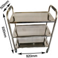 Commercial 3 tier Stainless Steel Serving/Service/Clearing Trolley 920x500x930mm | CaterEq CEQNH402 Commercial 3 tier Stainless Steel Serving/Service/Clearing Trolley 920x500x930mm | CaterEq CEQNH402