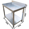 Commercial Stainless Steel 2 Tier Work Table with Splashback 900 x 600 x 850mm | CaterEq CEQNH66034