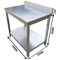 Commercial Stainless Steel 2 Tier Work Table with Splashback 1000 x 600 x 850mm | CaterEq CEQNH66035