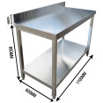 Commercial Stainless Steel 2 Tier Work Table with Splashback 1100 x 600 x 850mm | CaterEq CEQNH66036