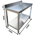 Commercial Stainless Steel 2 Tier Work Table with Splashback 1200 x 600 x 850mm | CaterEq CEQNH66037