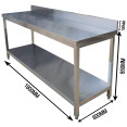 Commercial Stainless Steel 2 Tier Work Table with Splashback 1800 x 600 x 850mm | CaterEq CEQNH66043 Commercial Stainless Steel 2 Tier Work Table with Splashback 1800 x 600 x 850mm | CaterEq CEQNH66043