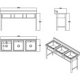 Commercial Stainless Steel Triple Sink with Splashback and Stand 1800x600x850mm | CaterEq CEQNH704 Commercial Stainless Steel Triple Sink with Splashback and Stand 1800x600x850mm | CaterEq CEQNH704