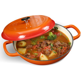 Enameled Cast iron Casserole Shallow pot Round Orange ø31cm 2.5 litres - CEQT3107O
