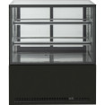 Cake counter Straight front 1000x700x1200mm 2 shelves Black base LED - CEGN1000R2BLACK