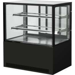 Cake counter Straight front 1000x700x1200mm 2 shelves Black base LED - CEGN1000R2BLACK