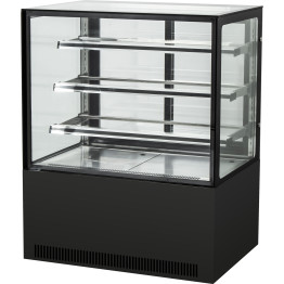 Cake counter Straight front 900x730x1300mm 3 shelves Black base LED - CEGN900R3BLACK
