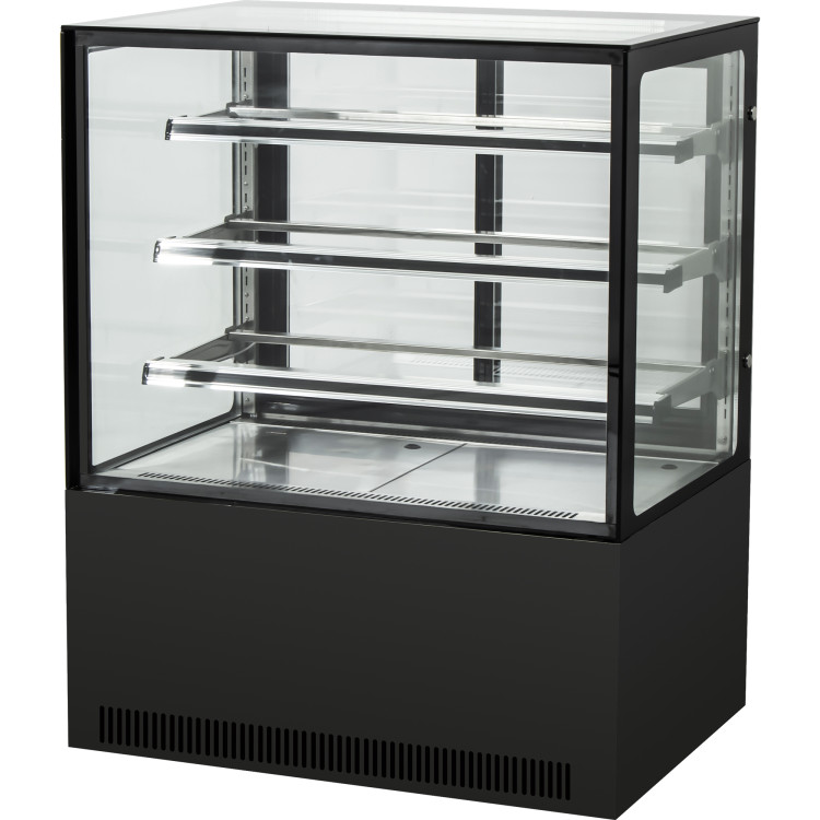 Cake counter Straight front 900x730x1300mm 3 shelves Black base LED - CEGN900R3BLACK