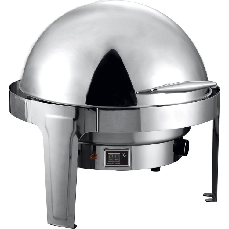 Roll top Chafer Electric heating Round Stainless steel Mirror polish 6 litres - CERA2101BE