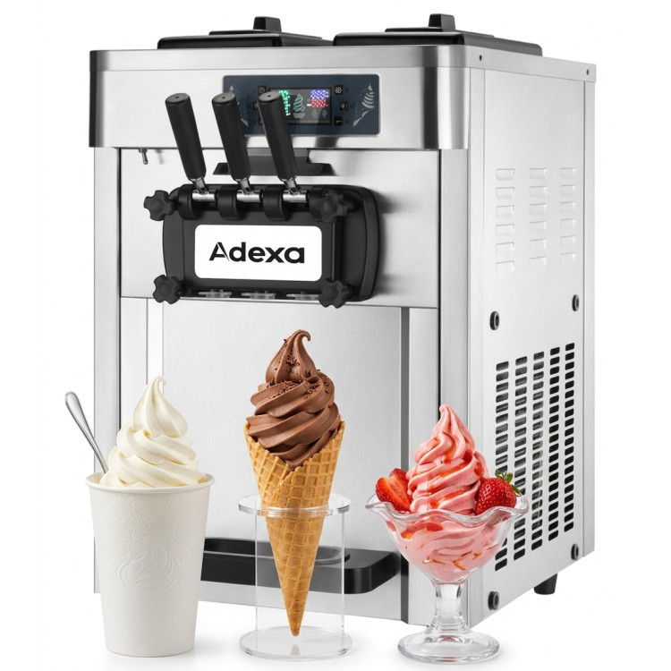 Commercial Countertop Soft Ice Cream Machine 16–22L/h 2100W 3 Flavour Twin Hopper 540×750×850mm | CaterEq CERC168G