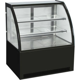 Cake counter Curved front 900x700x1200mm 2 shelves Black base LED - CEGN900C2BLACK