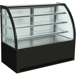 Cake counter Curved front 900x730x1300mm 3 shelves Black base LED - CEGN900C3BLACK