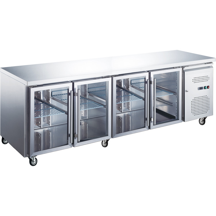 Commercial Refrigerated Counter 4 glass doors Depth 600mm - CERS41VG