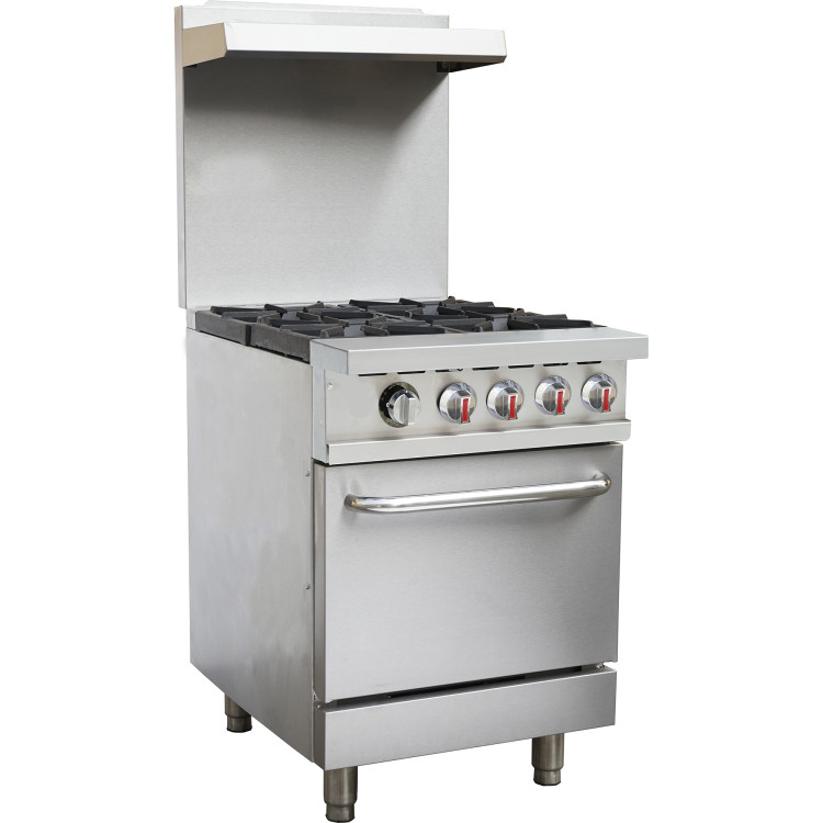 Professional Gas range 4 burners 24kW Gas oven 8kW Upstand and Overshelf - CERGR24X Professional Gas range 4 burners 24kW Gas oven 8kW Upstand and Overshelf - CERGR24X