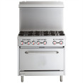 Professional Stainless Steel Gas Range Oven (8kW/hr) with 6 Burners (36kW/hr) and Removable Overshelf - CERGR36X