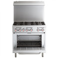 Professional Stainless Steel Gas Range Oven (8kW/hr) with 6 Burners (36kW/hr) and Removable Overshelf - CERGR36X