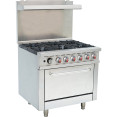 Professional Stainless Steel Gas Range Oven (8kW/hr) with 6 Burners (36kW/hr) and Removable Overshelf - CERGR36X