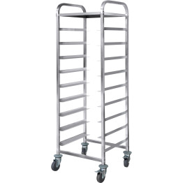 Commercial Dishwasher Basket Trolley with Top shelf Stainless steel 9 levels 550x510x1700mm - CERT5509T