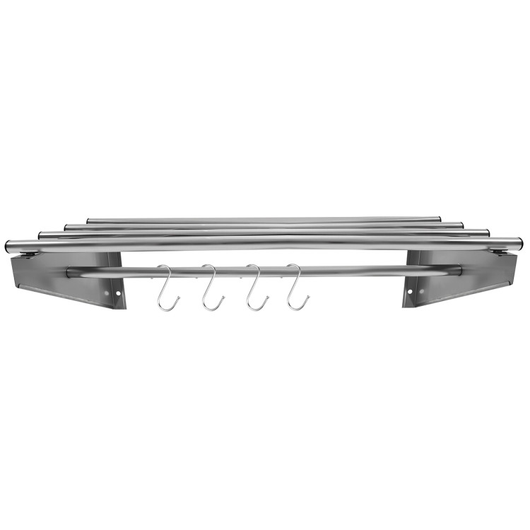 Commercial Stainless Steel Wall Mounted Rack 600×300×230mm 4+1 Tube with 4 S Hooks | CaterEq CERTW230060 Commercial Stainless Steel Wall Mounted Rack 600×300×230mm 4+1 Tube with 4 S Hooks | CaterEq CERTW230060