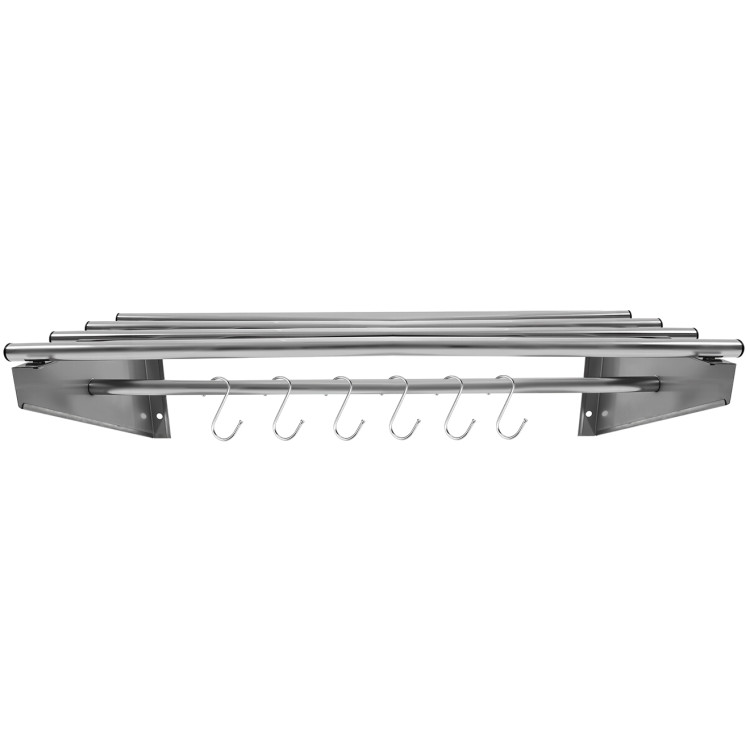 Commercial Stainless Steel Wall Mounted Rack 800×300×230mm 4+1 Tube with 6 S Hooks | CaterEq CERTW230080 Commercial Stainless Steel Wall Mounted Rack 800×300×230mm 4+1 Tube with 6 S Hooks | CaterEq CERTW230080