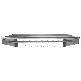 Commercial Stainless Steel Wall Mounted Rack 900×300×230mm 4+1 Tube with 7 S Hooks | CaterEq CERTW230090
