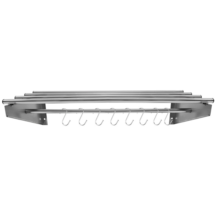 Commercial Stainless Steel Wall Mounted Rack 1000×300×230mm 4+1 Tube with 8 S Hooks | CaterEq CERTW230100