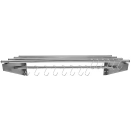 Commercial Stainless Steel Wall Mounted Rack 1600×300×230mm 4+1 Tube with 14 S Hooks | CaterEq CERTW230160