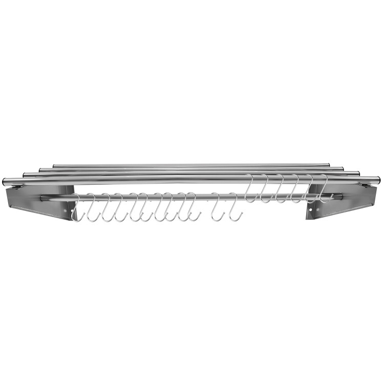 Commercial Stainless Steel Wall Mounted Rack 2000×300×230mm 4+1 Tube with 18 S Hooks | CaterEq CERTW230200