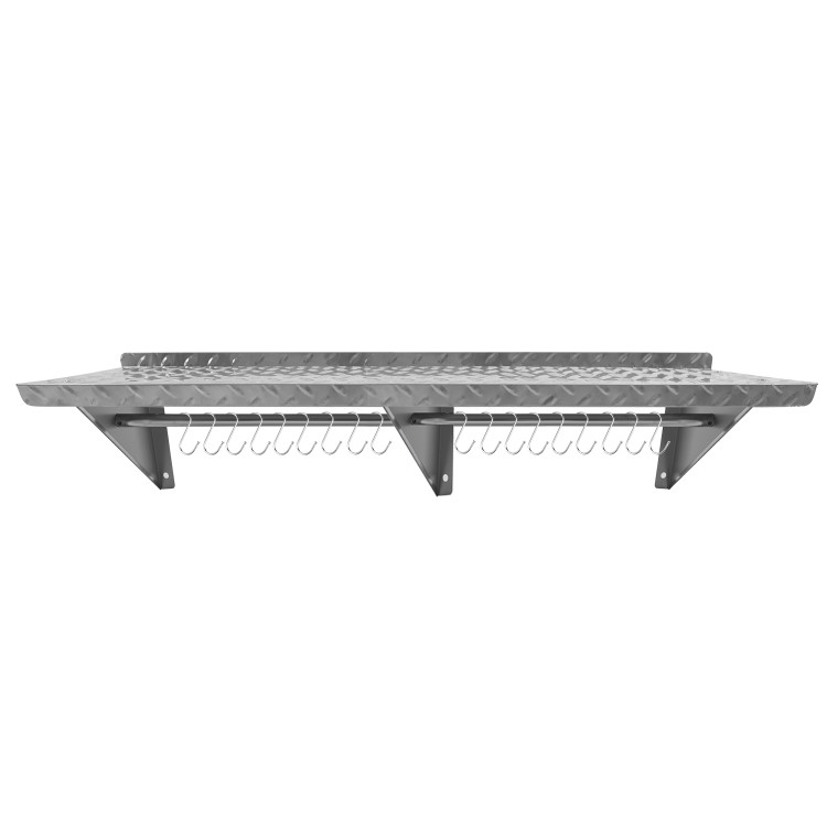 Commercial Stainless Steel Wall Mounted Non-Slip Shelf with Rail & 18 Hooks 2000 x 300 x 230mm | CaterEq CERTW3B2030 Commercial Stainless Steel Wall Mounted Non-Slip Shelf with Rail & 18 Hooks 2000 x 300 x 230mm | CaterEq CERTW3B2030
