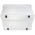 Pack of 8 Plastic Storage Box with Wheels & Lid & Clips 70 litre 630x433x355mm Polypropylene - CES1070