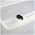 Pack of 8 Plastic Storage Box with Wheels & Lid & Clips 70 litre 630x433x355mm Polypropylene - CES1070