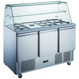 Commercial Saladette Fridge Glass top 3 doors - CES93SQ