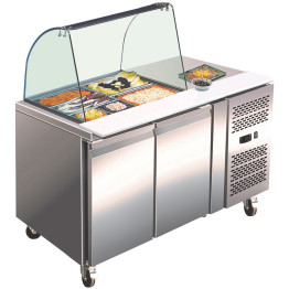 Saladette Prep Counter Glass top 1360x700x1365mm 2 doors - CESAL21