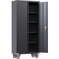 Commercial Mobile Black Steel Cabinet 2 Doors 800x410x1800mm - CESART204