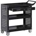 Professional 3 Tier Trolley Cart with Drawer 700x350x780mm Black - CESART212