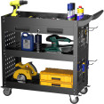 Professional 3 Tier Trolley Cart with Drawer 700x350x780mm Black - CESART212
