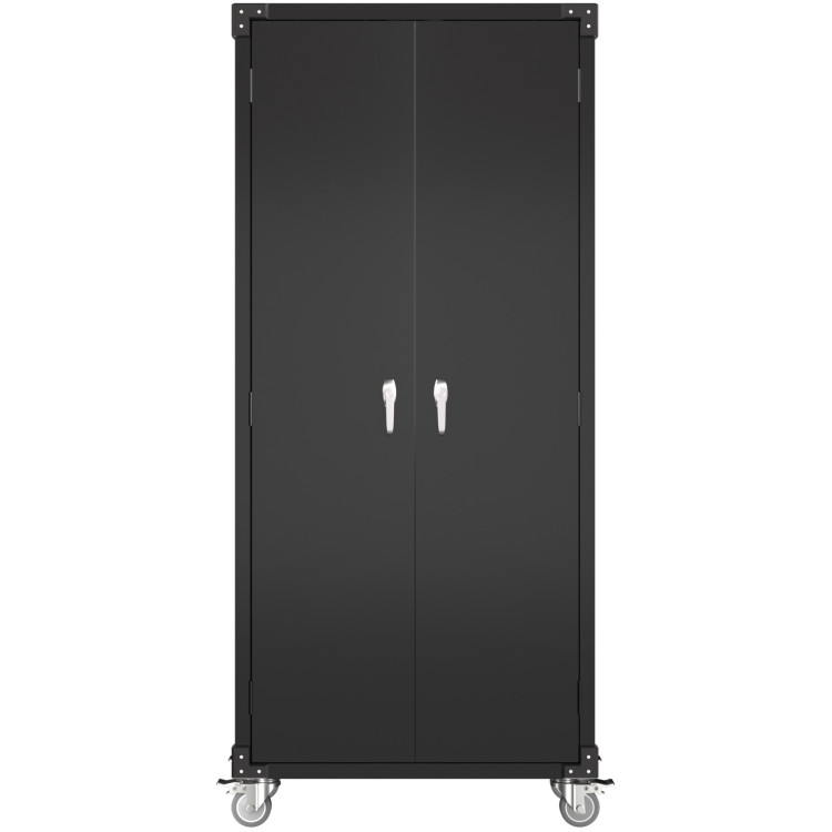 Professional Black 2 Door Lockable Steel Tool Cabinet with 4 Adjustable Shelves 800x420x1830mm - CESART214
