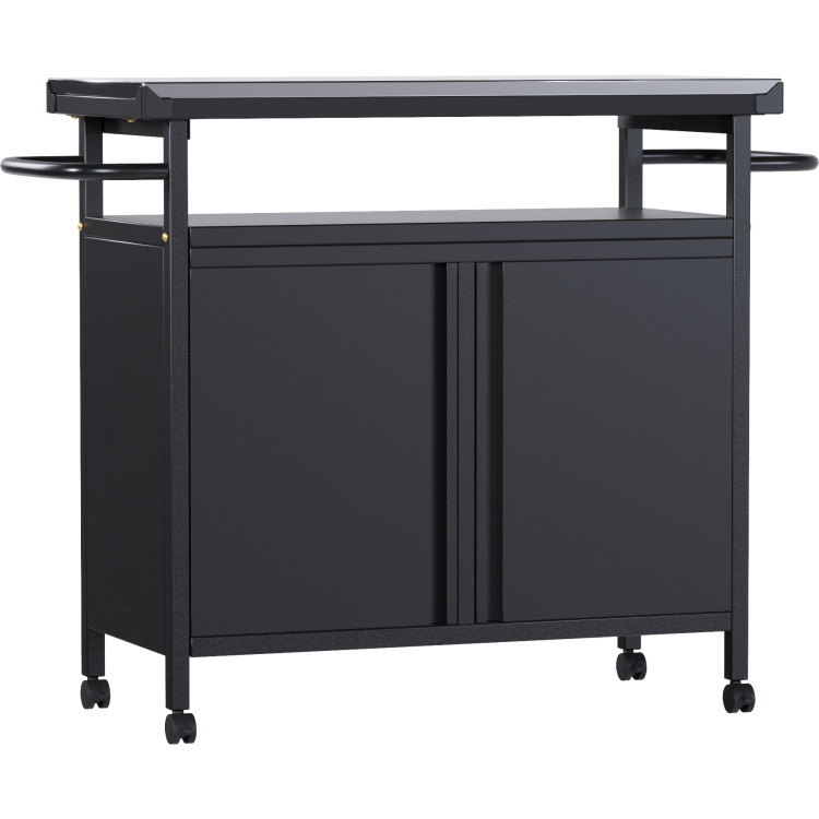 Professional Black BBQ Cart Prep station 2 Doors 775x360x810mm - CESART246 Professional Black BBQ Cart Prep station 2 Doors 775x360x810mm - CESART246