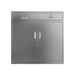 Commercial Stainless Steel Upright Cabinet with 2 Drawers and Double Doors, 900×900mm | CaterEq CESARTSS2DW