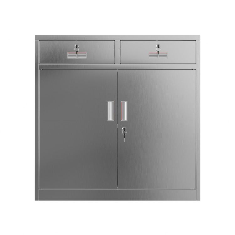 Commercial Stainless Steel Upright Cabinet with 2 Drawers and Double Doors, 900×900mm | CaterEq CESARTSS2DW